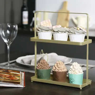 £35.57 • Buy 2 Tier Brass Metal Wire Cupcake Stand, Dessert And Appetizer Display Tray