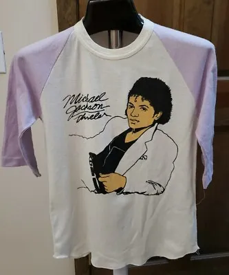 Vintage Michael Jackson  Thriller  Womens Large Baseball Tshirt • £28.91