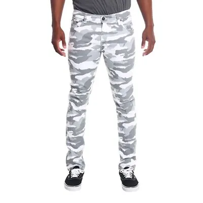 Victorious Mens Camouflage Skinny Fit Jeans AR169 - White/CAMO - 34/30 • $19.95