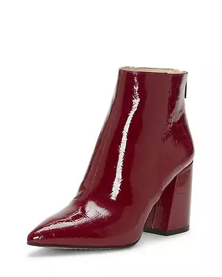 Vince Camuto Benedie Wine Burgundy Patent Leather Pointed Toe Ankle Booties • $29.99