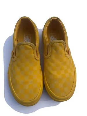 Kids Vans Classic Checkerboard Yellow Slip On Low Top • £12.85