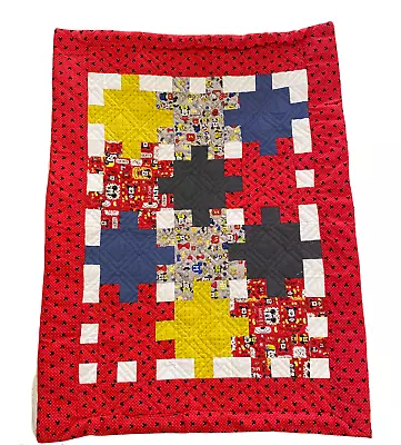 Mickey Mouse And Donald Duck Disney Fabric Throw Quilt 35 1/2 X 45 1/2 Inches • $44.99