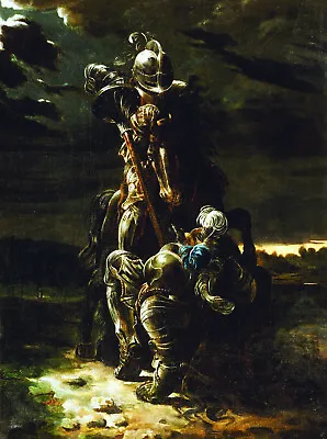 Daniel Maclise  Elfin Knight  British Horse Victorian Darkness Black Artwork • £25