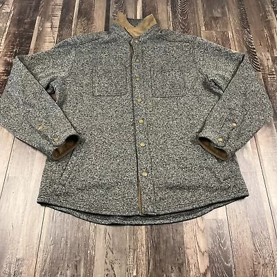 Eddie Bauer Jacket Mens Large Gray Shacket Pearl Snap Heavy Pockets • $26.87