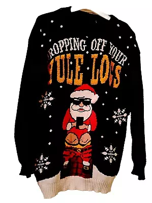 Novelty Christmas Jumper  Dropping Off Your Yule Logs  Mens/Medium • £9