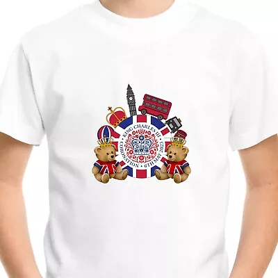 King Charles III T-Shirt 2023 Union Jack Crown Men Women Kids Coronation V8 • £7.99