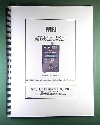 MFJ 266C Antenna Analyzer Instruction Manual: W/Clear Protective Covers! • $22.50