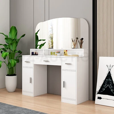 $239.95 • Buy Dressing Table Vanity Mirror Dresser Makeup Desk With 3 Drawers Storage Bedroom