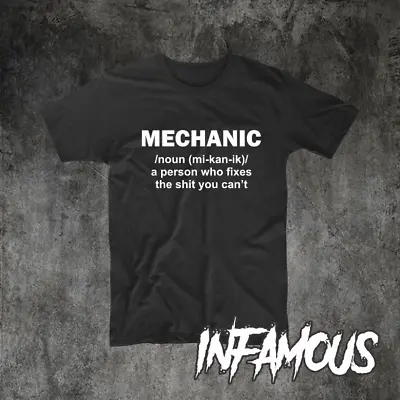 Mechanic T-Shirt Men's Funny T-Shirts Fathers Day Dad Uncle Garage Fixes Sh#t • $57.52