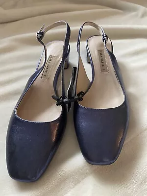 Vegan Leather ZARA Blue Metallic Sling Back Shoes Size 8 / 39 • $40