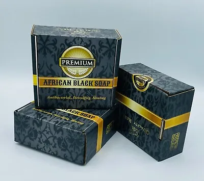 $29.50 • Buy 3 X Raw African Black Soap Organic Bar From Ghana Bulk Face Acne Body Wash 3Lbs