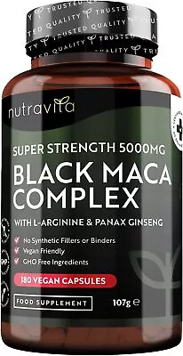 £19.54 • Buy Maca Root Capsules 5000mg (High Strength) – 180 Vegan Black Maca Capsules (6 Mon