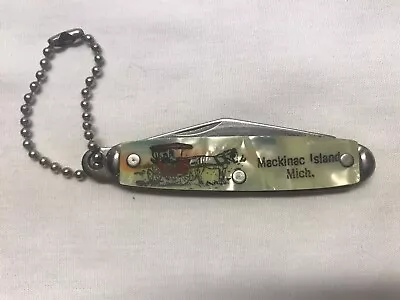 1950’s Mackinac Island Michigan Souvenir Mother Of Pearl Pocket Knife Keychain • $16.95