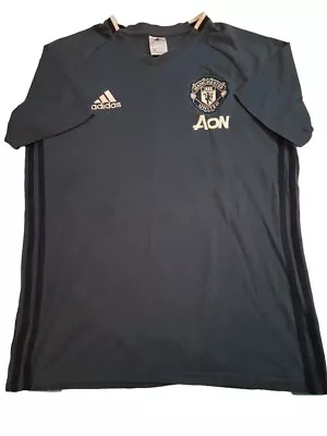 Adidas AON Manchester United Tshirt Blue Football Shirt Training 2017 • £6