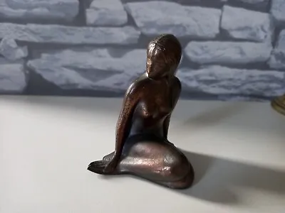 VINTAGE  MERMAID  BRONZE Tone METAL NUDE Woman Figurine / Statue Size: 9cm Tall • £24.99