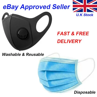 Face Mask Disposable 3 Ply And Reusable Face Cover Mask For Personal Protection • £2.99