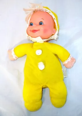 Vintage “Booful” 1970’s Mattel Bean Baby Doll Blue Eyes Yellow Outfit Creepy • $19