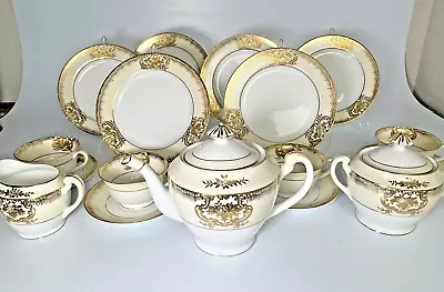 Antique 'Noritake M' GOLD MORIAGE TEA Set Hand Painted Porcelain Set 17 Pcs • $179.99