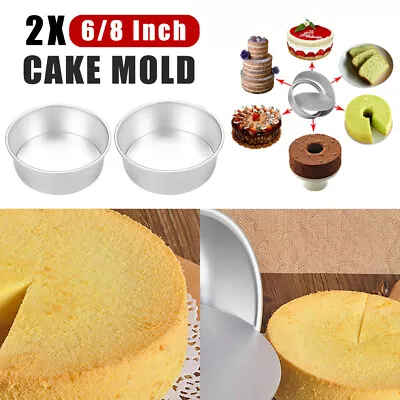 2x 6/8 Inch Cake Mold Round DIY Cakes Pastry Mold Baking Tin Pan Reusable • $17.99