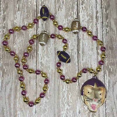 Mardi Gras Beads LSU Tigers Vintage Necklace Parade Throw New Orleans Carnival • $14.95