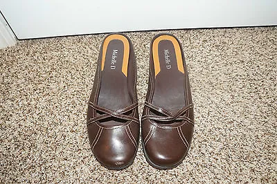 Michelle D Womens Slide Slip On Brown Leather Shoes Size 8M 8 M Ladies Casual @@ • $9.74