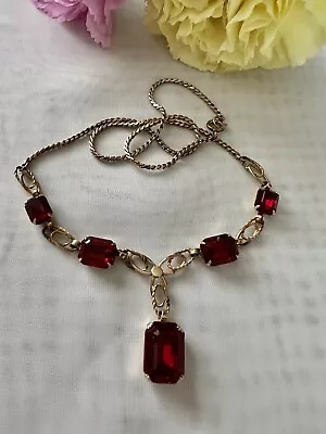 Vintage Necklace VanDell 1/20 12 K G.F Ruby Gold Tone  • $19.99