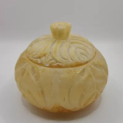 Vintage Onyx Alabaster Marble Calcite Carved Stone Trinket Box With Lid • $24.99