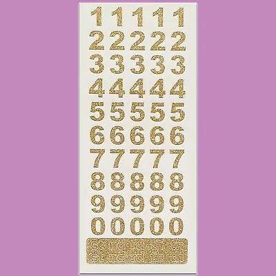 GOLD GLITTER NUMBER STICKERS Self Adhesive Craft Stick On For Card Making 1.5cm • £2.78
