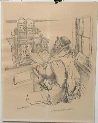 $150 • Buy Seymour Rosenthal Man Reading Hand Signed In Pencil Lithograph Dated 1960