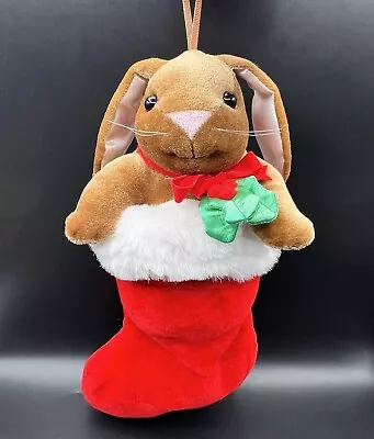 Vintage Velveteen Rabbit Plush In Christmas Stocking Bunny Floppy Ears 14 Inches • $13