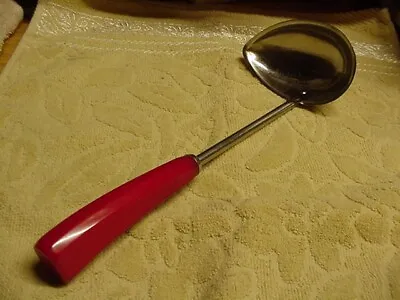 Vintage  Teardrop  LADLE/SPOON Kitchen Utensil RED Bakelite Handle STAINLESS EXC • $29.99