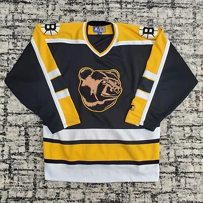 Vtg Boston Bruins Pooh Bear Jersey Starter NHL Hockey Embroidered XL Black 90s • $149.99