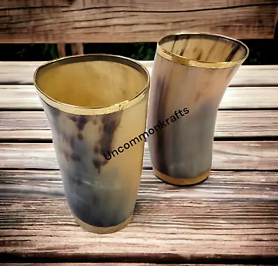 Pair Of Handcrafted Thor's Norse Viking Drinking Horn Cups Mugs Christmas Gift • $56.61