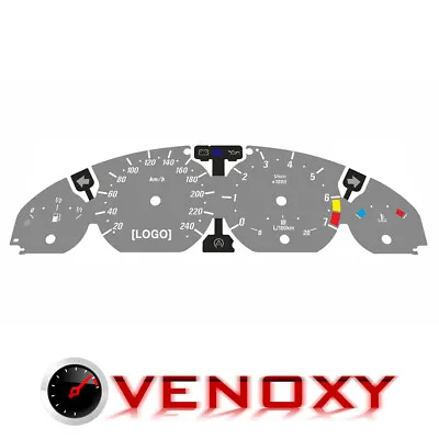 BMW E46 [Petrol] KM/H Gray Custom Gauge Faces + Illuminated Logo • $74.99