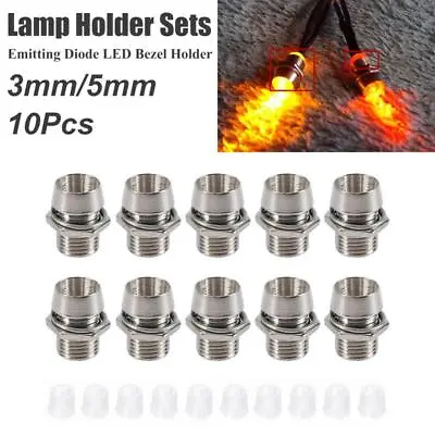 10Pcs 3mm / 5mm LED Lamp Socket Light Round Emitting Diode Holder Cap Silver • $5.68