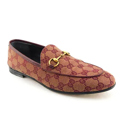 $549 • Buy GUCCI Size 8 JORDAAN Sahara Logo Signature Canvas Loafers Shoes 38.5 Eur