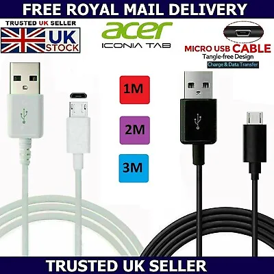 For Acer Iconia Tablet Fast Micro-USB Data Sync Charger Cable Charging Lead Wire • £3.25