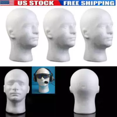 1PCS Male Foam Wig MANNEQUIN 13 Head With Holder Stand Display Hat Glasses White • $11.99