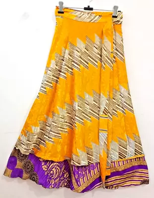 Regular Ankle Magic Wrap Skirt Vintage Silk Sari Bohemain Skirt Multicolor Maxi • $36.28
