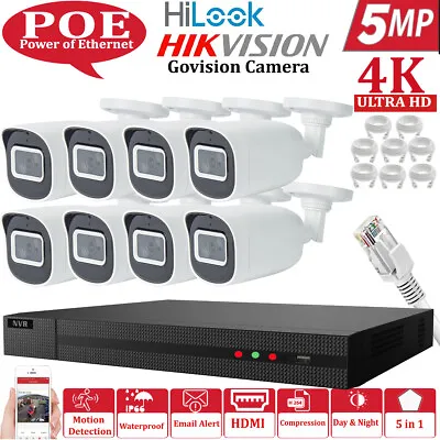 Hikvision 8mp Cctv System Ip Poe Uhd Nvr Full 4k 5mp Night Vision Hd Camera Kits • £326.73