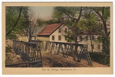 Brattleboro Vermont Vintage Postcard View Of Elm Street Bridge • $2