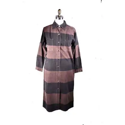 Vintage Vuokko Column Dress Cotton Black Brown Stripes Late 1970s XS/S • $494.27