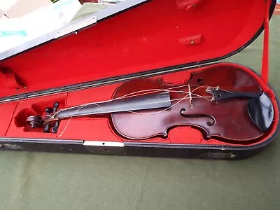 Antique Full Size Violin 14  Back In Antique Case And Signed Bow • £270