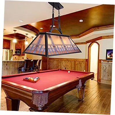  Vintage 3-Light Pool Table Light Pendant With Tiffany-Style Printed Shade For  • $325.05