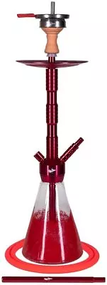 Red Hookah Aluminum Brass Made In Germany Glass Shisha 2 Hose Connection System • $103.80