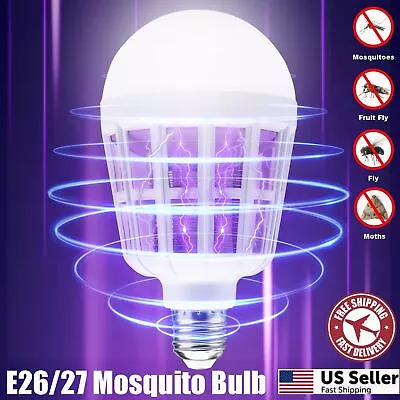 Mosquito Light Bulbs 2-in-1 UV LED Lamp Bug Zapper Mosquito Fly Insect Killer US • $6.95