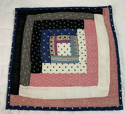 Vintage Antique Patchwork Quilt Table Topper Log Cabin Early Calico Prints • $11.25