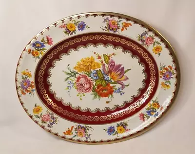 Vintage Tin Oval Tray Floral Border Daher Decorated Ware Made In England 1970s • $17.99