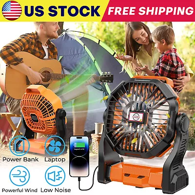 Portable Battery Powered Fan USB Rechargeable Camping Tent Fan With LED Light US • $24.59
