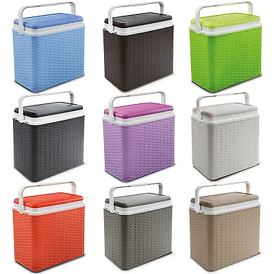 Large 24 Litre Rattan Design Cooler Box Lunch Picnic Beach Cool Ice Pack Option • £19.99